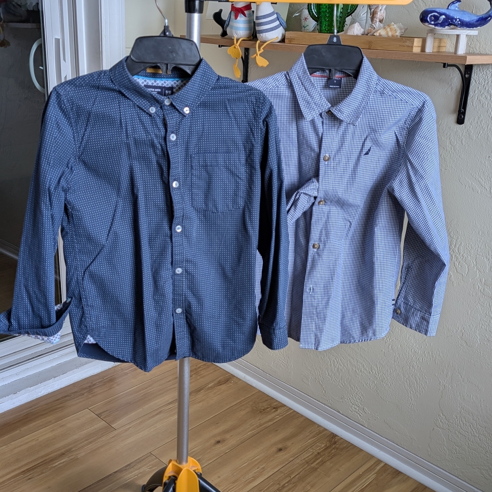 2 PC Bundle Nautica and Cactus Boys Light Blue Kids Button-Down Shirt